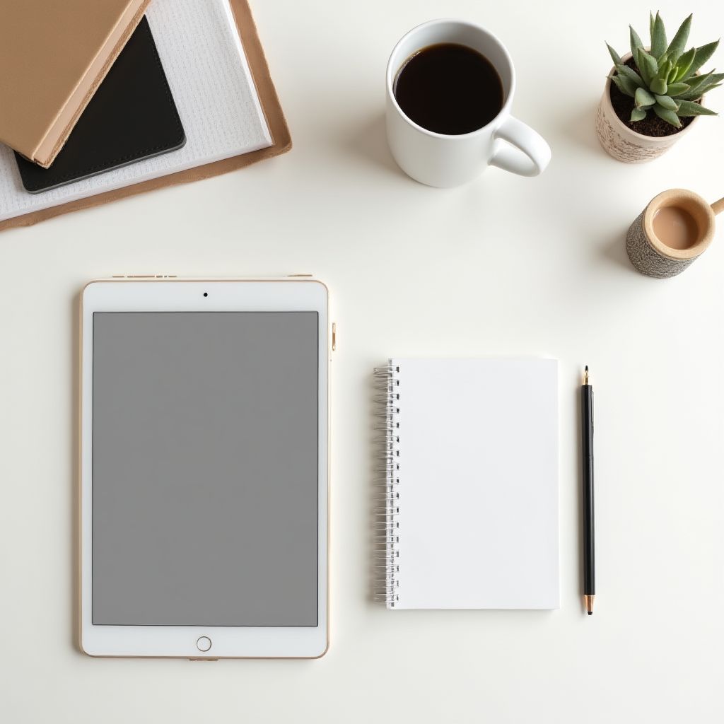 Un espacio de trabajo creativo con herramientas de diseño